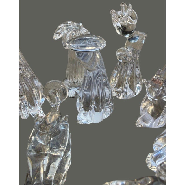 Vintage Christmas 1988 Enesco Accents Clear Art Glass Nativity 10-Pc Set For Sale - Image 9 of 13