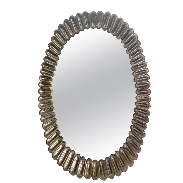 Glass Early 21st Century Modern Murano Glass Oval Mirror with Brass Trim For Sale - Image 7 of 7