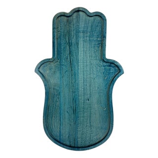 Hamsa Wooden Hand Tray For Sale