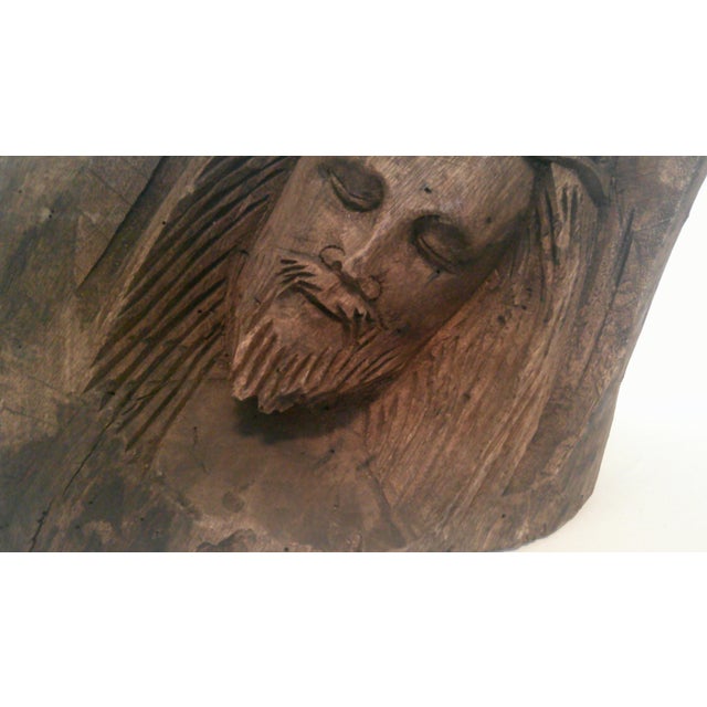 Hand-Carved Head of Jesus Christ Tree Head Bust Artistic Brutalist For Sale - Image 4 of 11