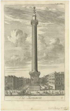 Historic Engraving of the Monument, London Bridge Ward, 1800s, Print