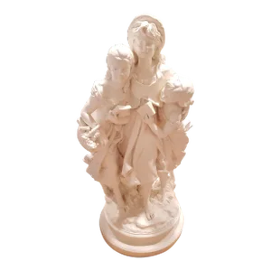 1950's Marwal Plaster Group Figural Statue W./ Maiden and 2 Girls With Books