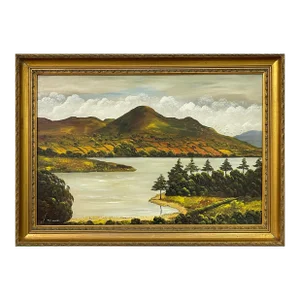 Patrick O'Neill Oil Painting of Camlough Lake in Northern Ireland by 20th Century Modern Artist, 1985