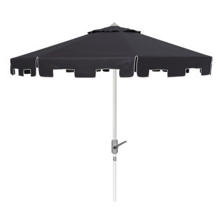 Zimmerman 9 Ft Market Umbrella, Black & White/Chrome Pole For Sale