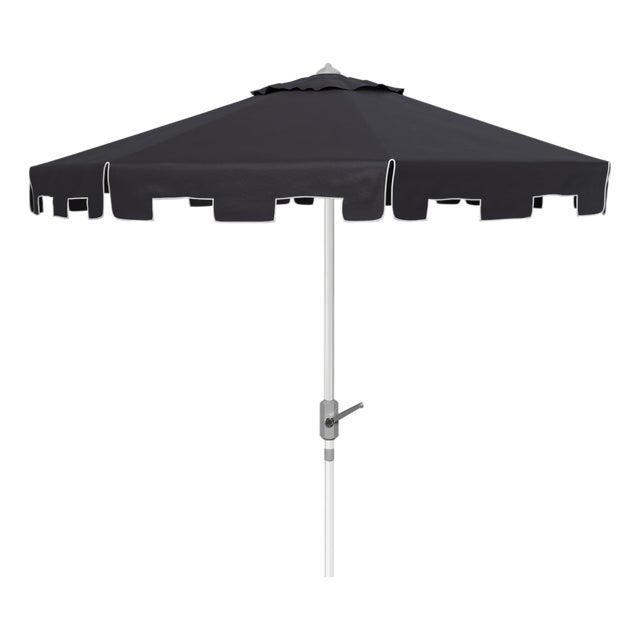 Zimmerman 9 Ft Market Umbrella, Black & White/Chrome Pole For Sale