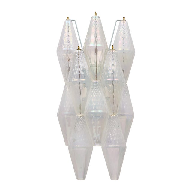 2020s Iridescent Venetian Glass Sconces, Polyhedral, Murano, Italy For Sale - Image 5 of 9