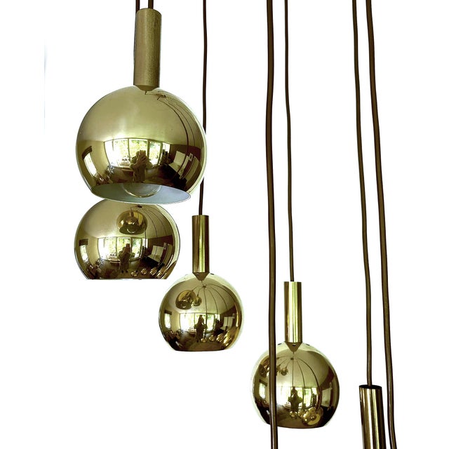 Space Age Pendant Light in Brass from Staff Leuchten, 1970s For Sale - Image 10 of 17