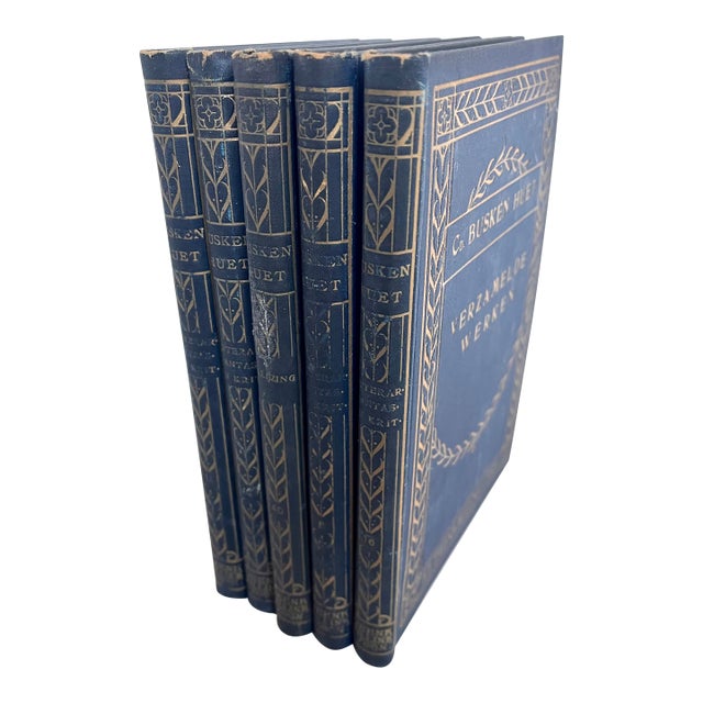 Vintage Dutch 1912 Collected Works - Set of 5 Blue Books For Sale
