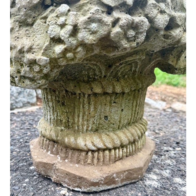 Cast Stone Flower Basket Garden Ornament Sculpture Mid 20th Century For Sale - Image 12 of 18