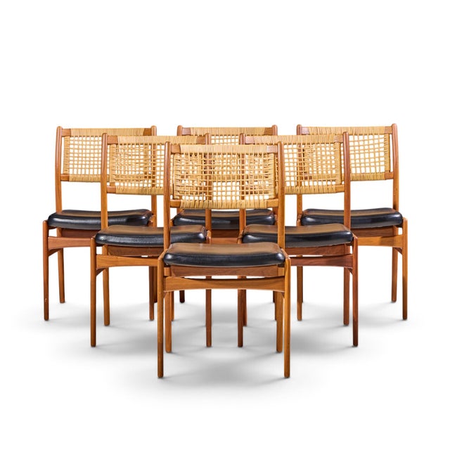 Sylve Stenquist for Dux Mid Century Teak and Cane Dining Chairs - Set of 6 Each chair measures: 18.5 wide x 21 deep x 32.5...
