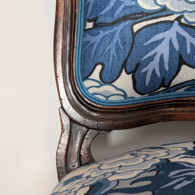 Antique English Side Chair Freshly Upholstered in Schumacher Chiang Mai Dragon in China Blue For Sale - Image 12 of 12