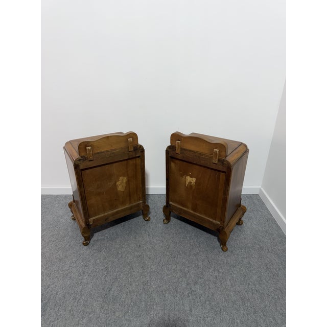 Brown Italian Art Deco Bedside Tables, 1940, Set of 2 For Sale - Image 8 of 12