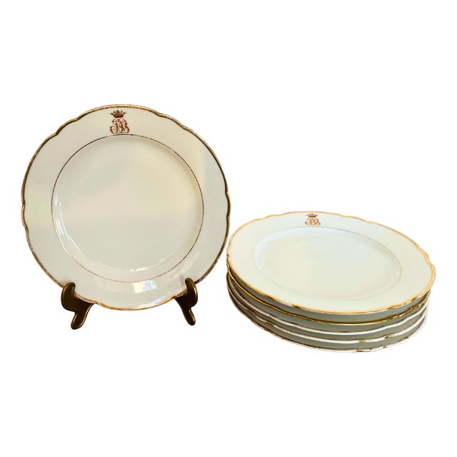 Antique Limoges Porcelain Dinner Plates, 1900, Set of 6 For Sale