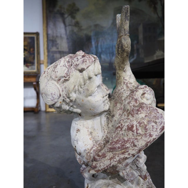 A French 19th Century Painted Cast Iron Fountain Figure, ‘Enfant Au Canard’ For Sale - Image 12 of 18