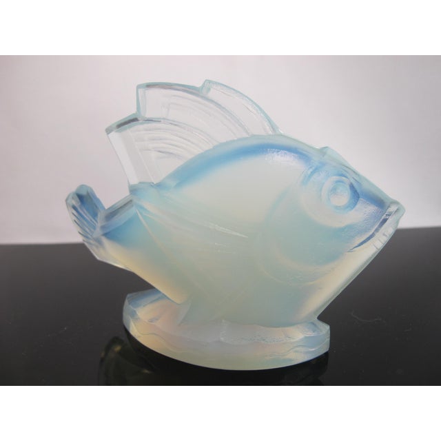 Marius-Ernest Sabino Sabino France Fish Poisson Chabot Opalescent Blue Art Glass Figurine Sculpture For Sale - Image 4 of 11