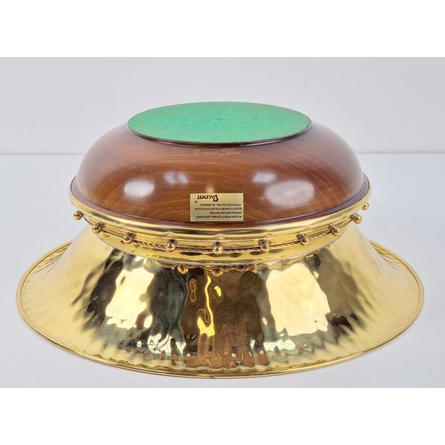 Vintage Valenti Gold Plated Centerpiece Bowl on Walnut Base, 1990s For Sale - Image 6 of 17
