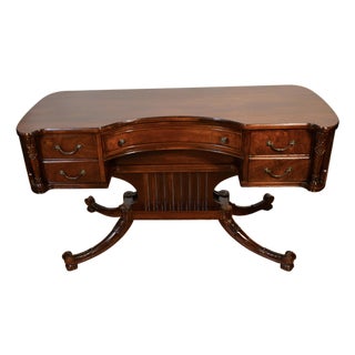 1920s Antique English Regency Style Mahogany Vanity Desk / Makeup Table For Sale