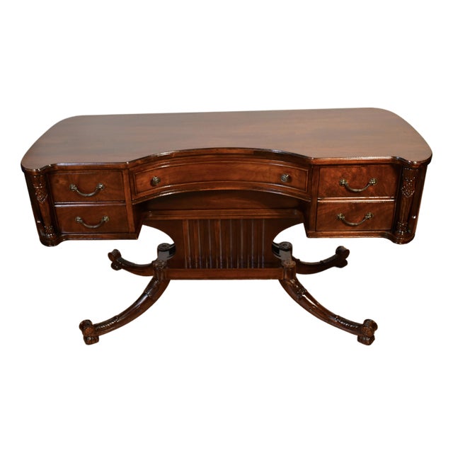 1920s Antique English Regency Style Mahogany Vanity Desk / Makeup Table For Sale