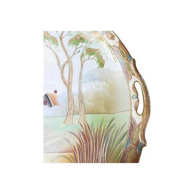 Asian Antique Hand-Painted Nippon Platter For Sale - Image 3 of 6