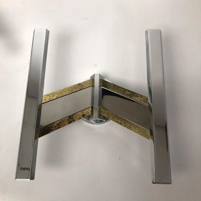 1970s Large Brass & Chrome Sconces from Sciolari, 1970s, Set of 2 For Sale - Image 5 of 18