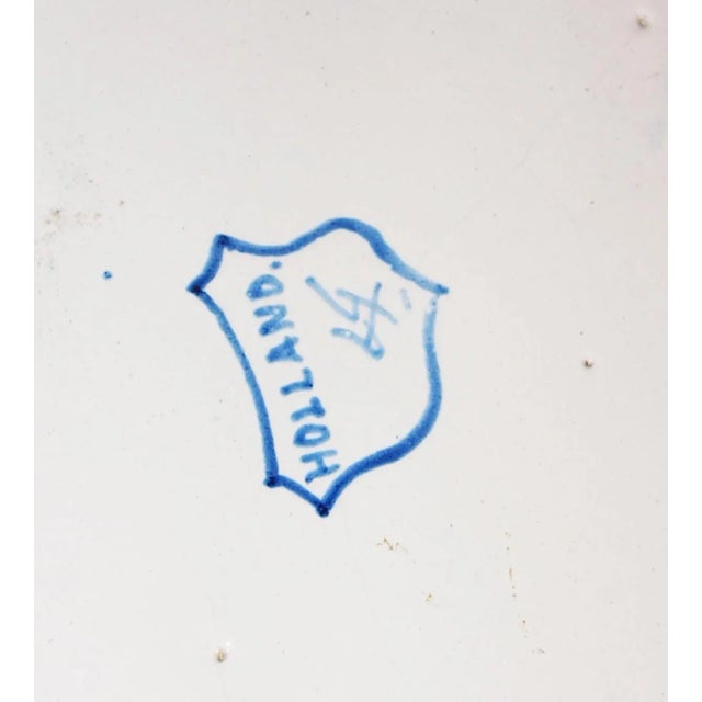 1900 - 1909 Two Antique Dutch Royal Makkum Delft Blue & White Plaques W/ Dutch Fishing Vessels For Sale - Image 5 of 11