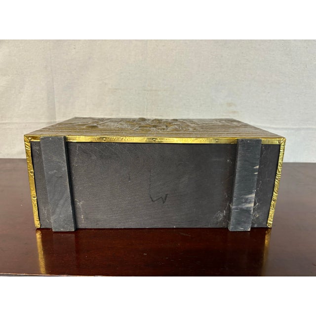 Brass Vintage English Repousse Magazine Box For Sale - Image 8 of 9