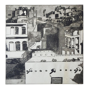 1968 Modernist Cityscape Etching