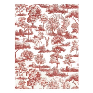 The House of Scalamandré Garden Toile Wallpaper, Cardinal For Sale