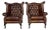 Pair of Vintage English Tufted Leather Wingback Armchairs For Sale