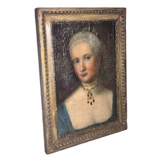 German School Artist, Portrait of a Woman Adorned with Jewelry, 18th Century, Oil Painting on Panel, Framed For Sale