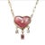 2020s Rhodochrosite Heart Necklace With Diamonds, Spinel & 14k Gold Paperclip Chain For Sale - Image 5 of 7