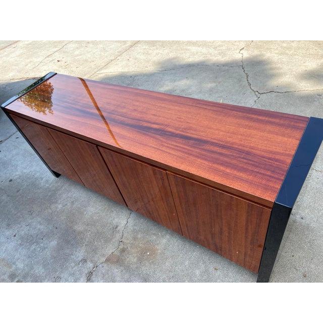 Vintage Henredon Elan Collection Black Lacquer and Koa Wood Credenza Sideboard For Sale - Image 14 of 18