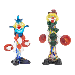 Murano Art Glass Clown Sculptures, 2