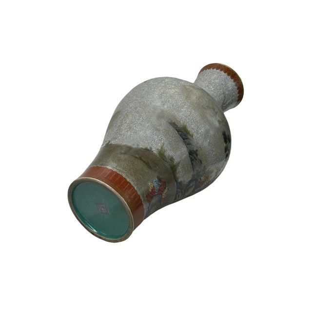 Ceramic Chinese Gray Crackle 3 Rams Round Porcelain Vase For Sale - Image 7 of 10