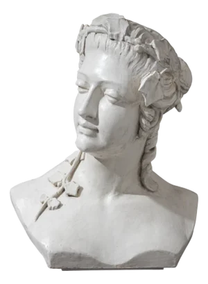Art Nouveau Female Bust with Vine Leaves, Early 20th Century, Plaster