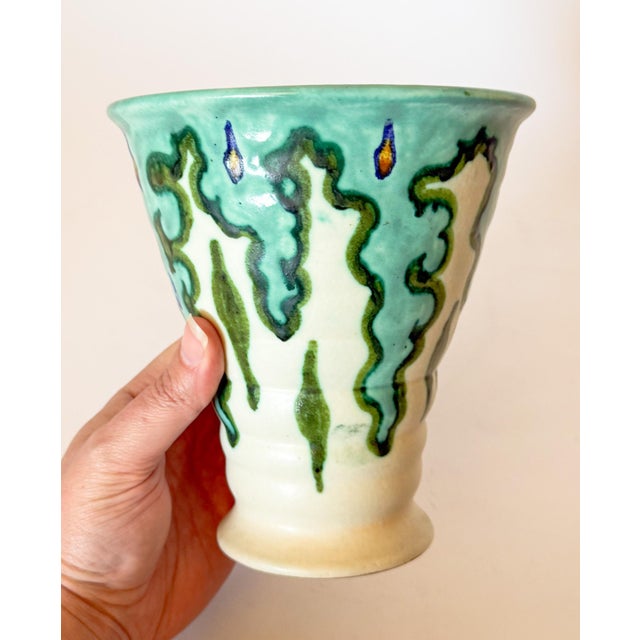 Antique Gouda Schoonhoven Holland Art Pottery Hand Painted 212 Vase, Signed For Sale In Dallas - Image 6 of 10