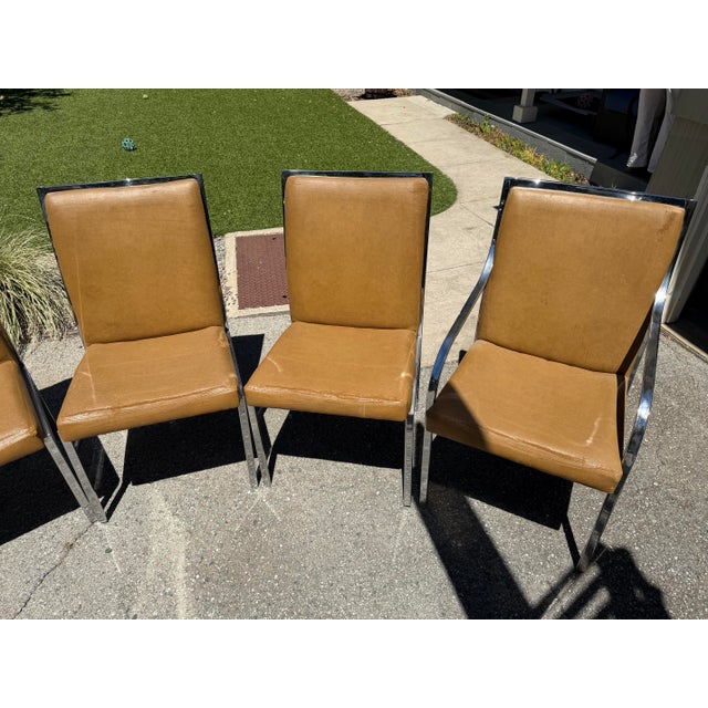 1970s Pierre Cardin for Dillingham Set of Six Dining Chairs - Leather/Suede and Chrome For Sale - Image 12 of 12