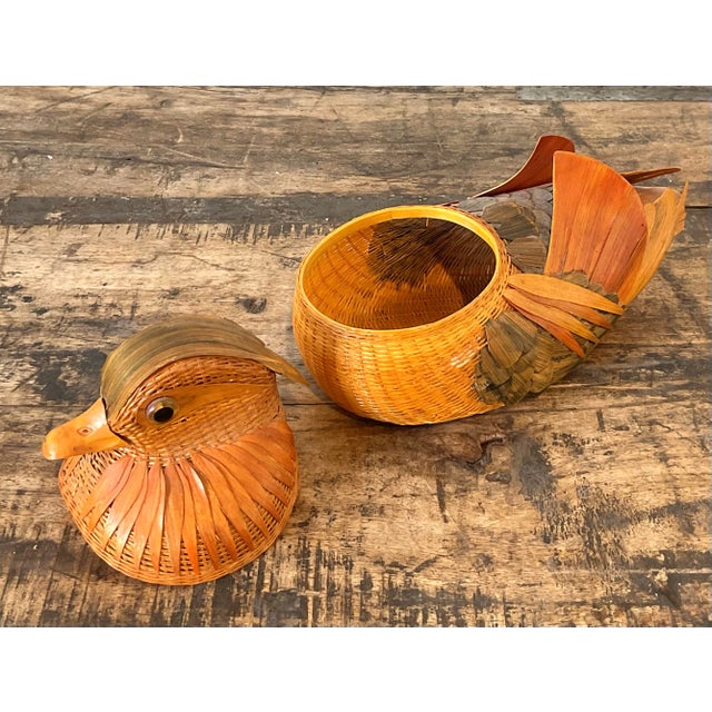 Vintage Shanghai Handicrafts Weave Rattan Bird For Sale - Image 11 of 12