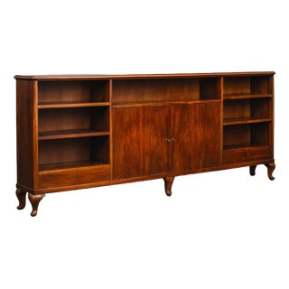 Large Early 20th Century Art Nouveau Bookcase in Walnut For Sale