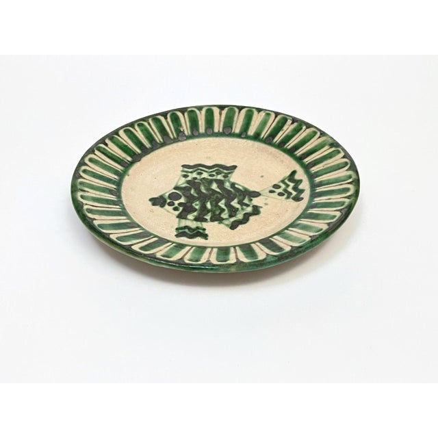 Vietri Plates in Green with Fish and Caravels from Avallone Ceramics Factory, 1930s, Set of 4 For Sale - Image 11 of 15