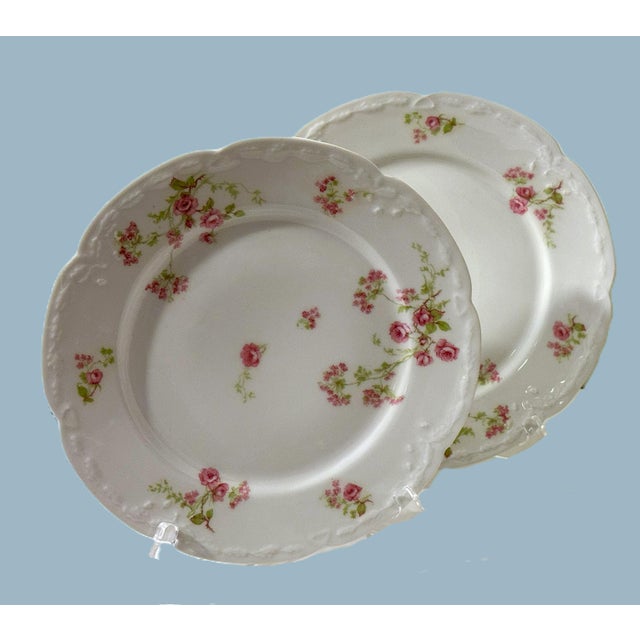 Antique French Limoges Pink Floral Embossed Dinner Plates - Set of 4 For Sale In New York - Image 6 of 10