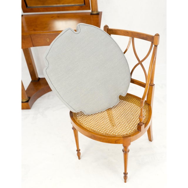 Burl Wood Biedermeier Dressing Table Mirror Matching Chair Cane Seat Mint! For Sale - Image 14 of 18