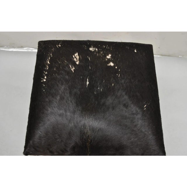 Late 20th Century Modern Chrome Frame X-Form Metal Curule Stool With Cowhide Upholstery For Sale - Image 4 of 7