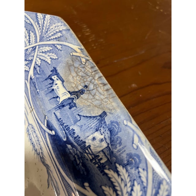 A Very Nice Antique Staffordshire Blue Transferware " Union" Pattern Platter, 1850's For Sale - Image 6 of 12