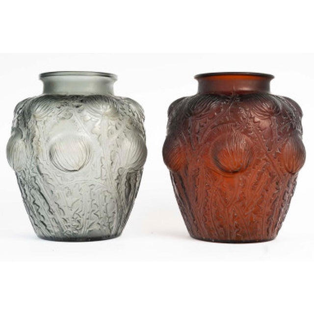 Glass Vintage Domrémy Vase in Tinted Amber Red by René Lalique, 1926 For Sale - Image 7 of 8