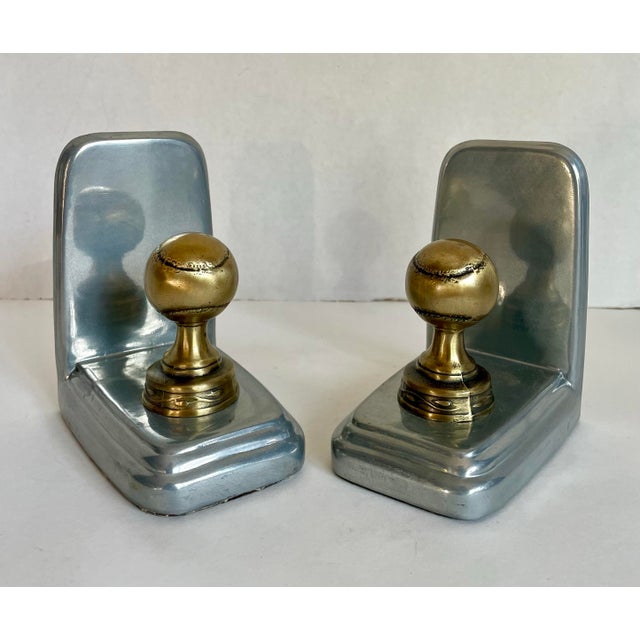 1990s Pair of Sarsaparilla Art Deco Revival Baseball Bookends For Sale In Los Angeles - Image 6 of 10