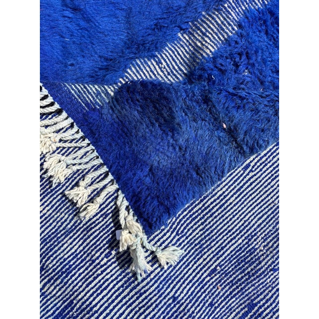 Textile Cobalt Blue Moroccan Mrirt Wool Rug For Sale - Image 7 of 9