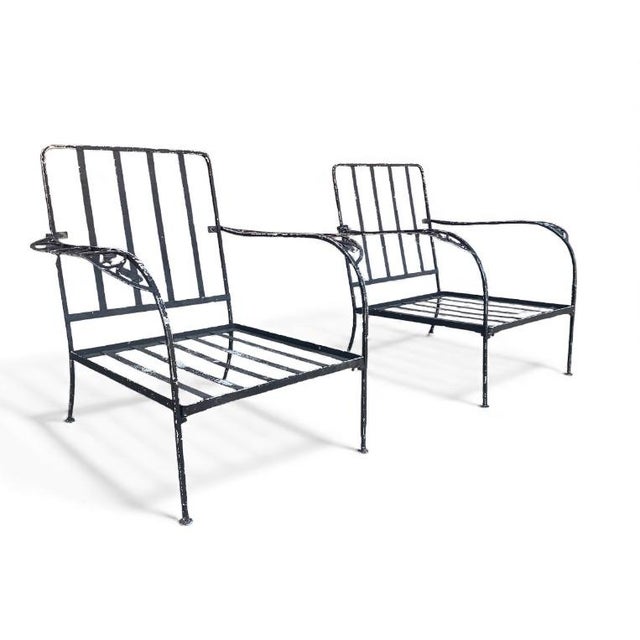 A Pair of Mid 20th Century Modern Vintage Wrought Iron Outdoor Chairs. For Sale In New York - Image 6 of 6
