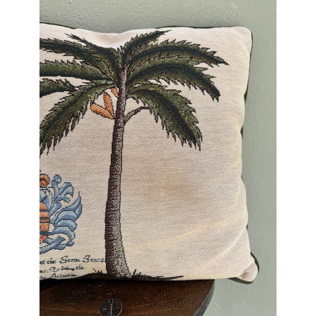 Vintage Tropical Palm Tapestry & Velvet Throw Pillows Cushions, Set of 3 — Coastal Boho For Sale In Miami - Image 6 of 11