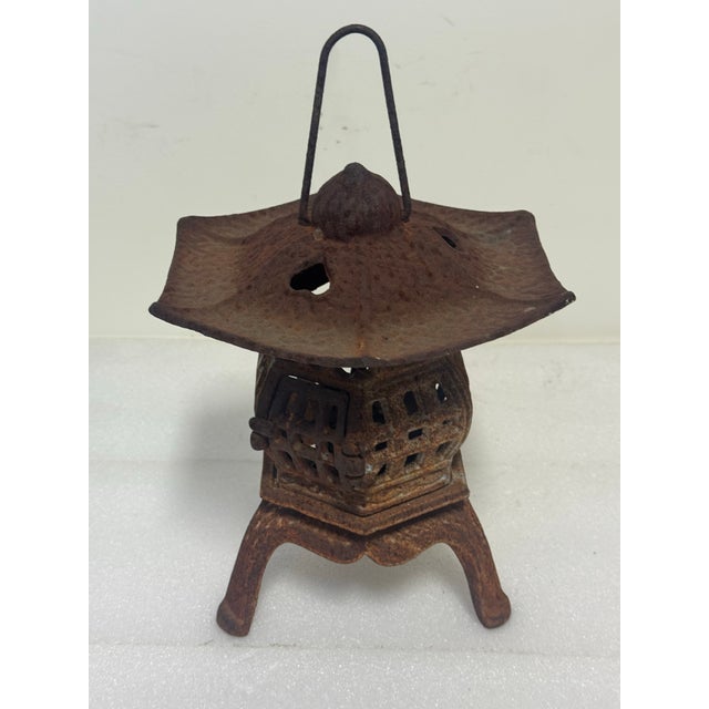 Antique Japanese Style Cast Iron Pagoda Garden Lantern For Sale - Image 9 of 12